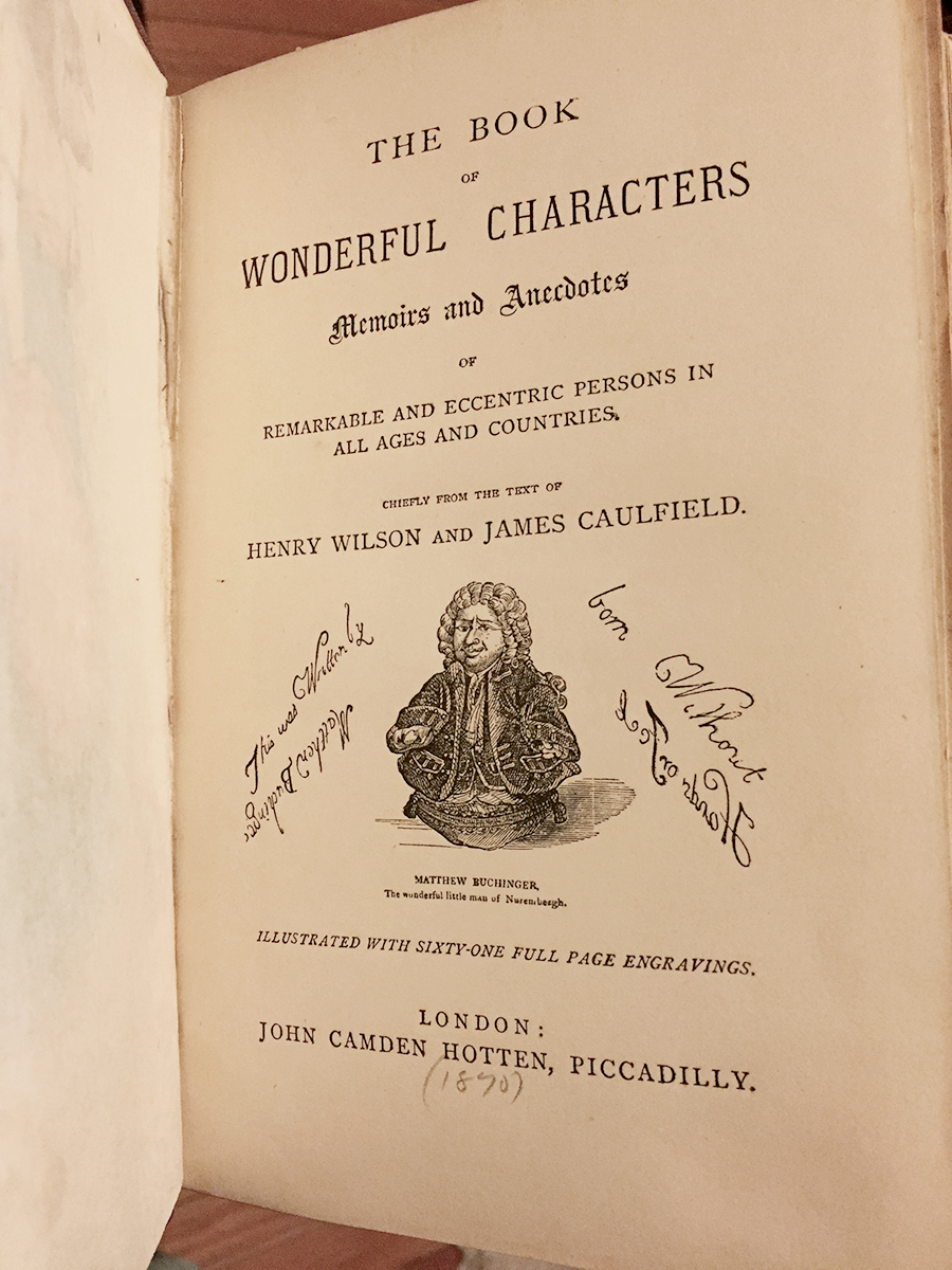Matthew Buchinger on the title page of The Book of Wonderful Characters