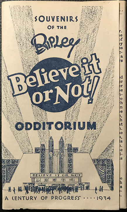 1934 Ripley's Odditorium souvenir pamphlet with postcards. From the Marc Hartzman collection.