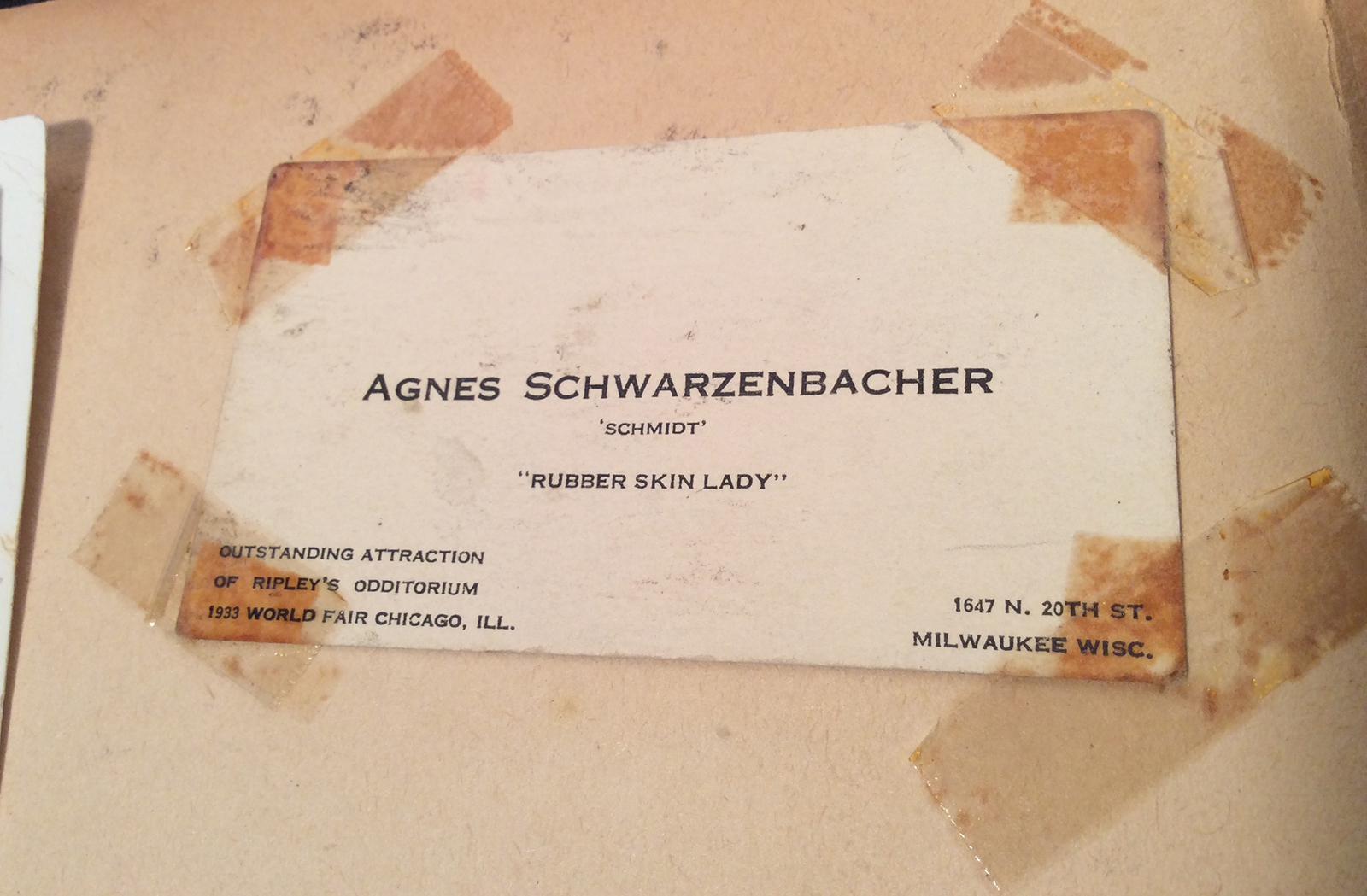 Agnes's business card. Photo courtesy of Dori Ann Bischmann, PhD.