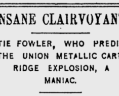 Headline about Lottie Fowler from the March 26, 1899 Bridgeport Herald.