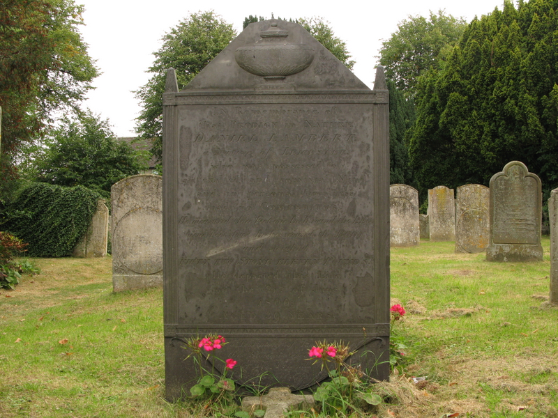 Daniel Lambert's grave. By Dave [CC BY-SA 2.0 (https://creativecommons.org/licenses/by-sa/2.0)], via Wikimedia Commons. 