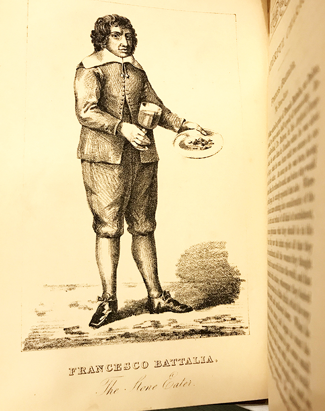 Francesco Battaglia, The Stone-Eater. As illustrated in The Book of Remarkable Characters, by Henry Wilson and James Caulfield.