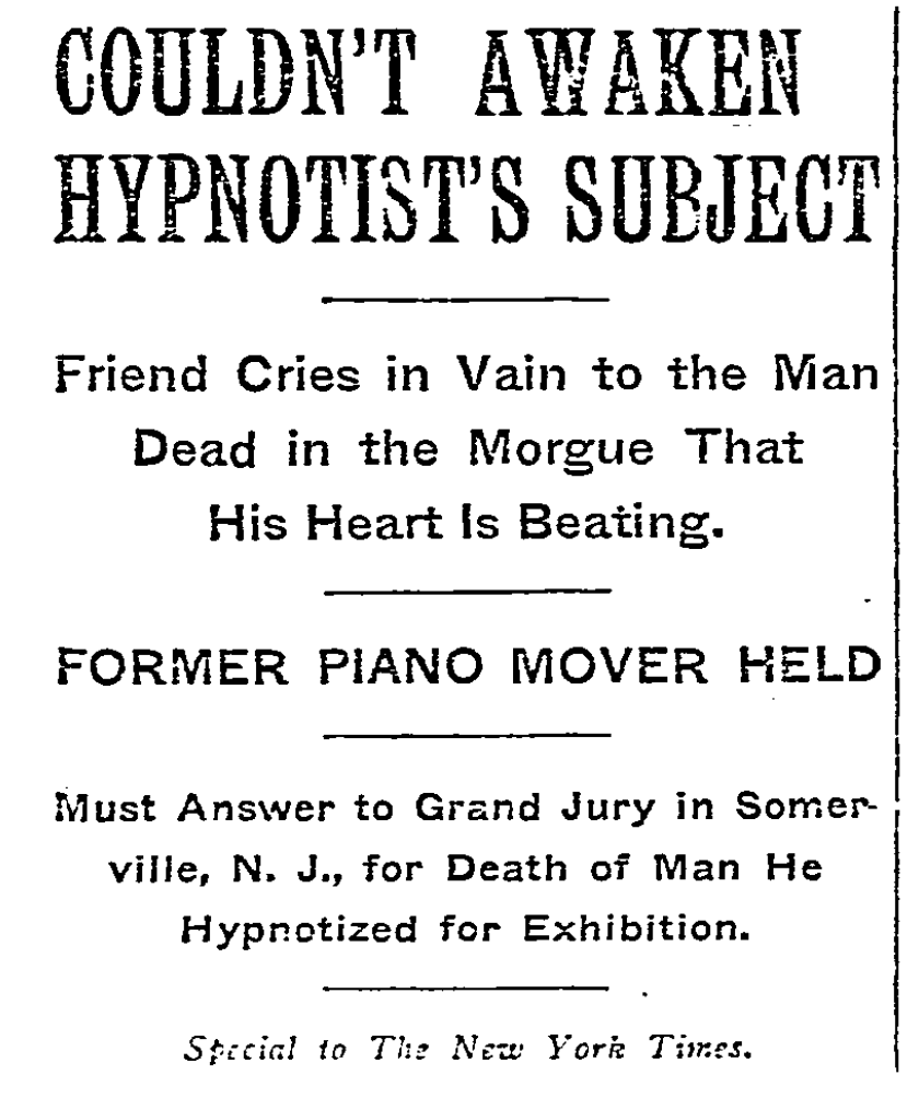 New York Times headline from November 10, 1909.