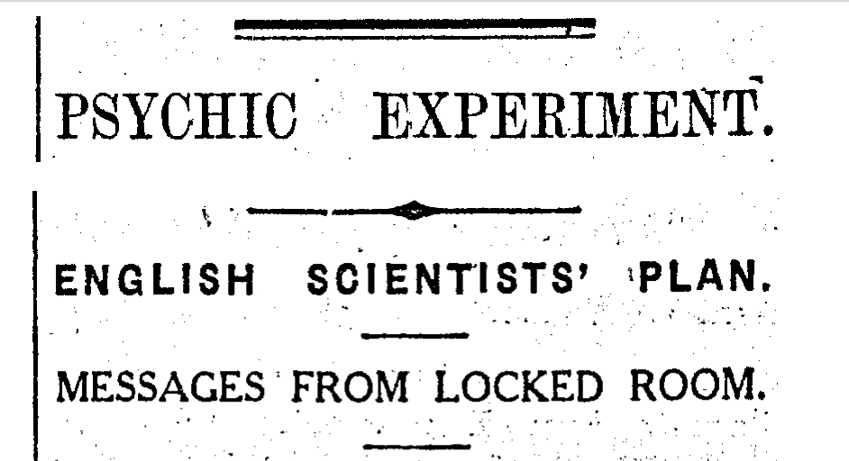 Telepathy experiment headline from the New Zealand Herald, January 25, 1927.