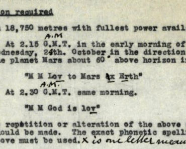 1928 transmission agenda to Martians. Courtesy of BT Heritage & Archives.