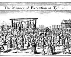 17th century illustration depicting hanged men, via Wikimedia Commons