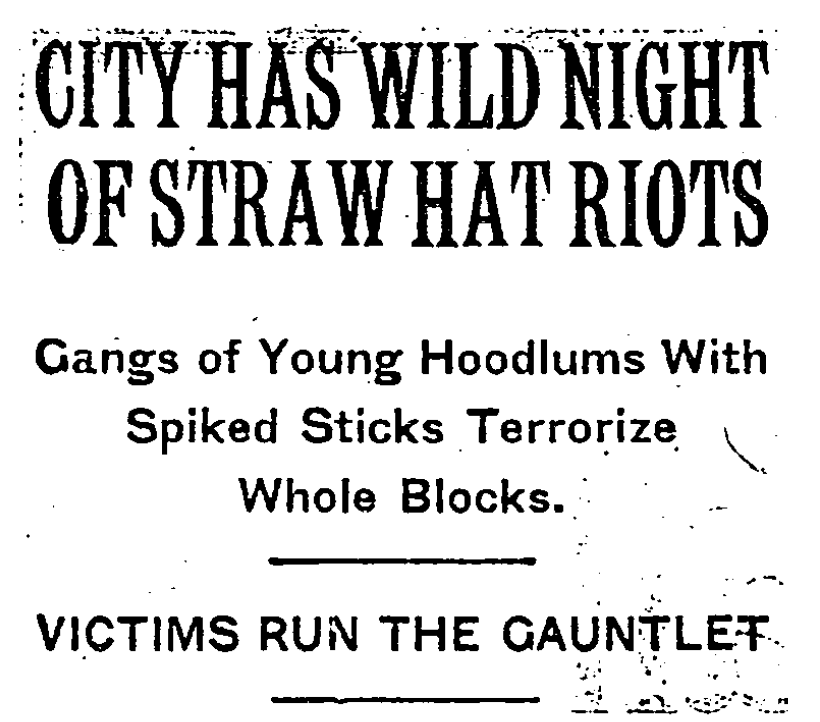 The Straw Hat riots, as reported in the New York Times, September 16, 1922.