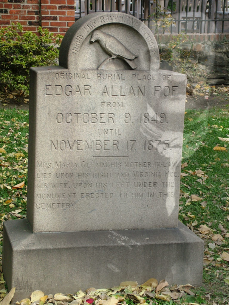 Did Edgar Allan Poe write this poem from this grave? Probably not.