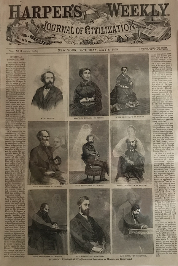 Harper's Weekly reported on the Mumler case in its May 8, 1869 edition. Hartzman Collection.
