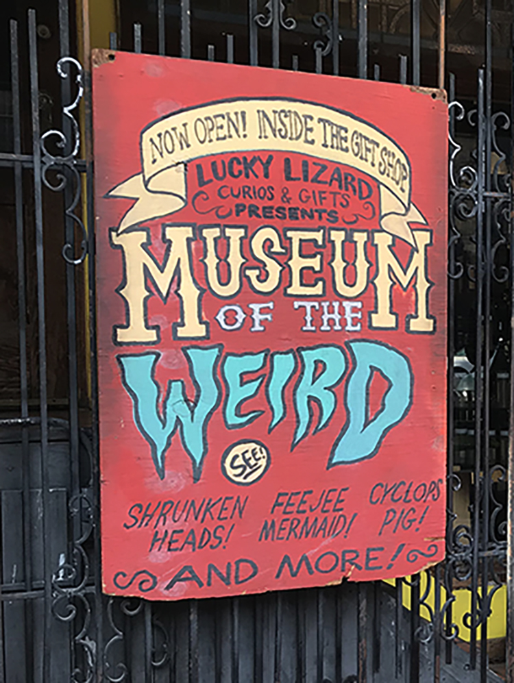 The Museum of the Weird sign on 6th Street in Austin, Texas. Photo by Marc Hartzman.