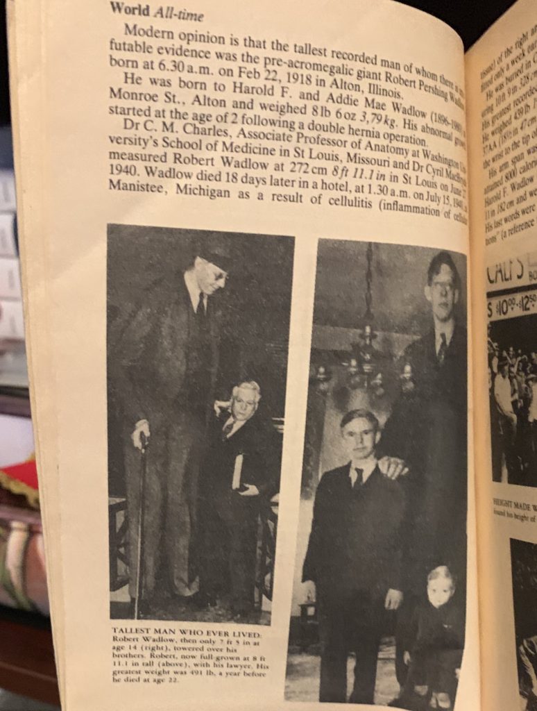 Robert Wadlow as pictured in the 1984 Guinness Book of World Records. 