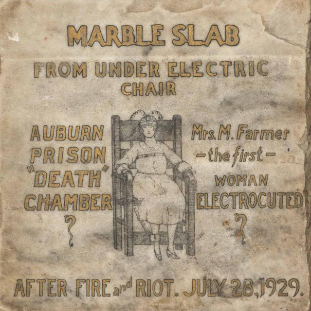 Oddities Lot 246 - Auburn Prison Electric Chair Marble Slab. Photo Courtesy of Doyle. 