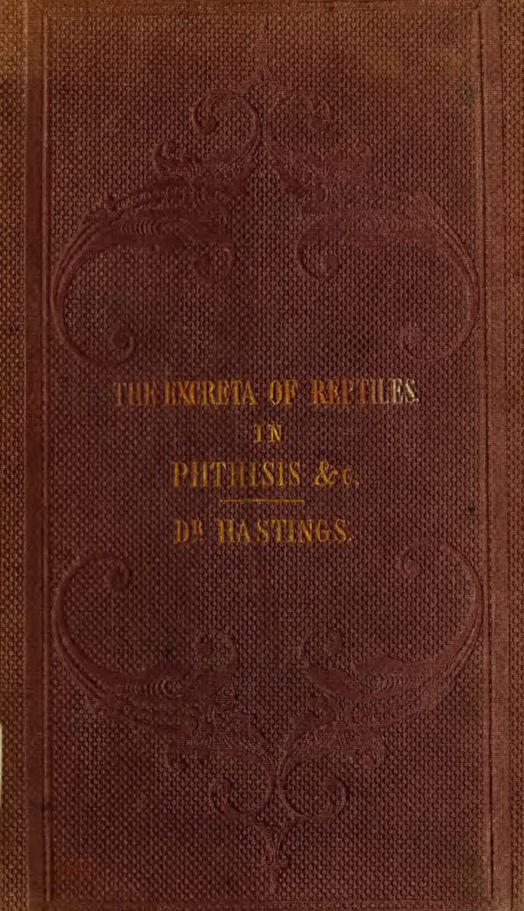Hastings' 1862 book about the excreta of reptiles.