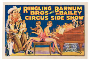 Lot 104: Ringling Bros. and Barnum & Bailey Circus. Side Show. Erie Litho, 1930s. Photo courtesy of Potter & Potter Auctions.