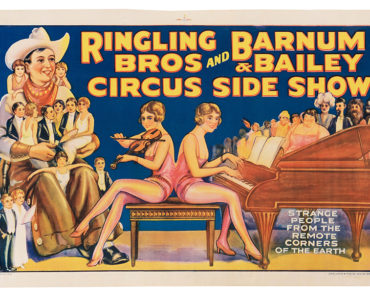 Lot 104: Ringling Bros. and Barnum & Bailey Circus. Side Show. Erie Litho, 1930s. Photo courtesy of Potter & Potter Auctions.