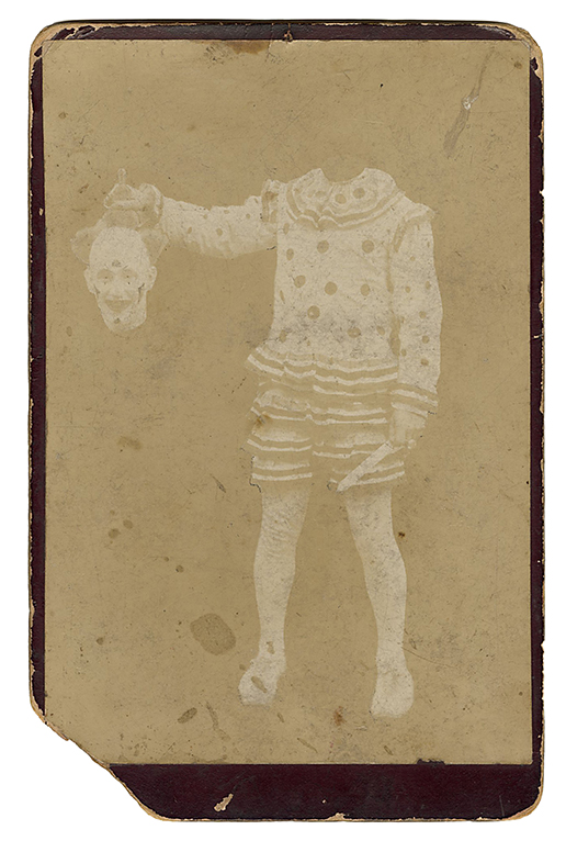 Headless Clown Cabinet Card Photograph. Circa 1880s. Photo courtesy of Potter & Potter Auctions.
