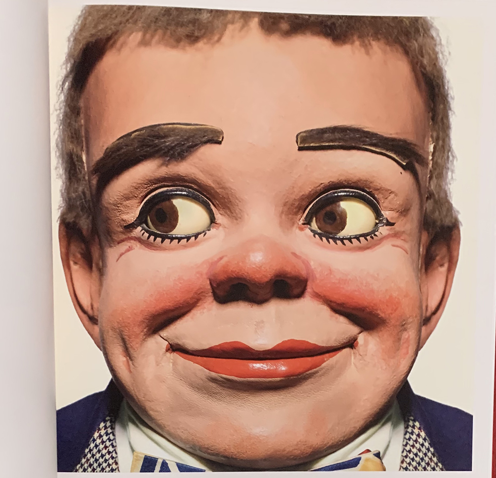 A page from Matthew Rolston's "Talking Heads" featuring a ventriloquism dummy called Reese Boy.