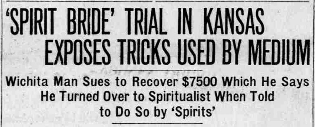 "Spirit Bride" headline from the November 5, 1927, edition of the Allentown Morning Call.