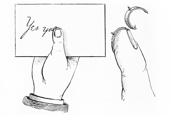 Fig. 20 - The Thumb Pencil Carrier. From Spirit Slate Writing and Kindred Phenomena.