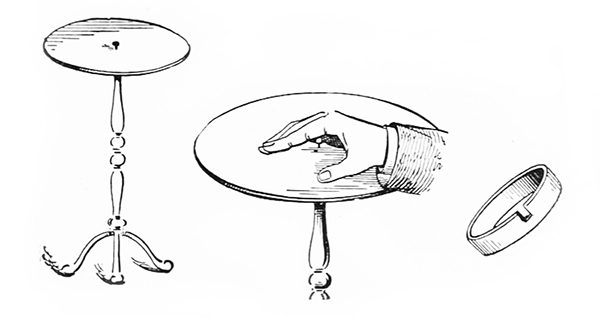 Fig 27. - Table Lifting Trick. From Spirit Slate Writing and Kindred Phenomena.