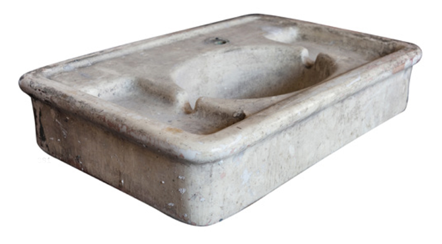 Lot #381 - Houdini's Laundry Sink: a large and heavy porcelain sink with three compartments, removed from the Houdinis’ home.