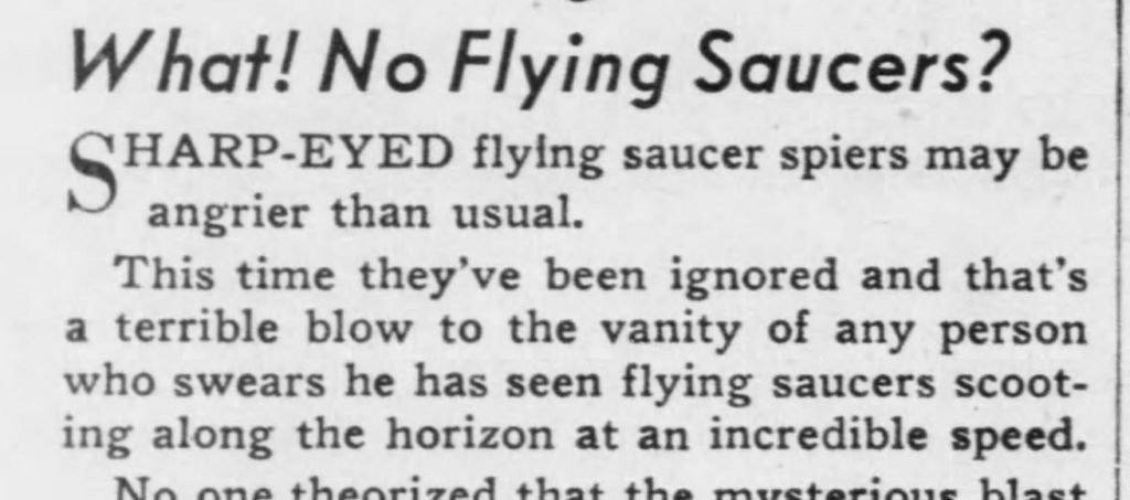 Flying Saucers headline